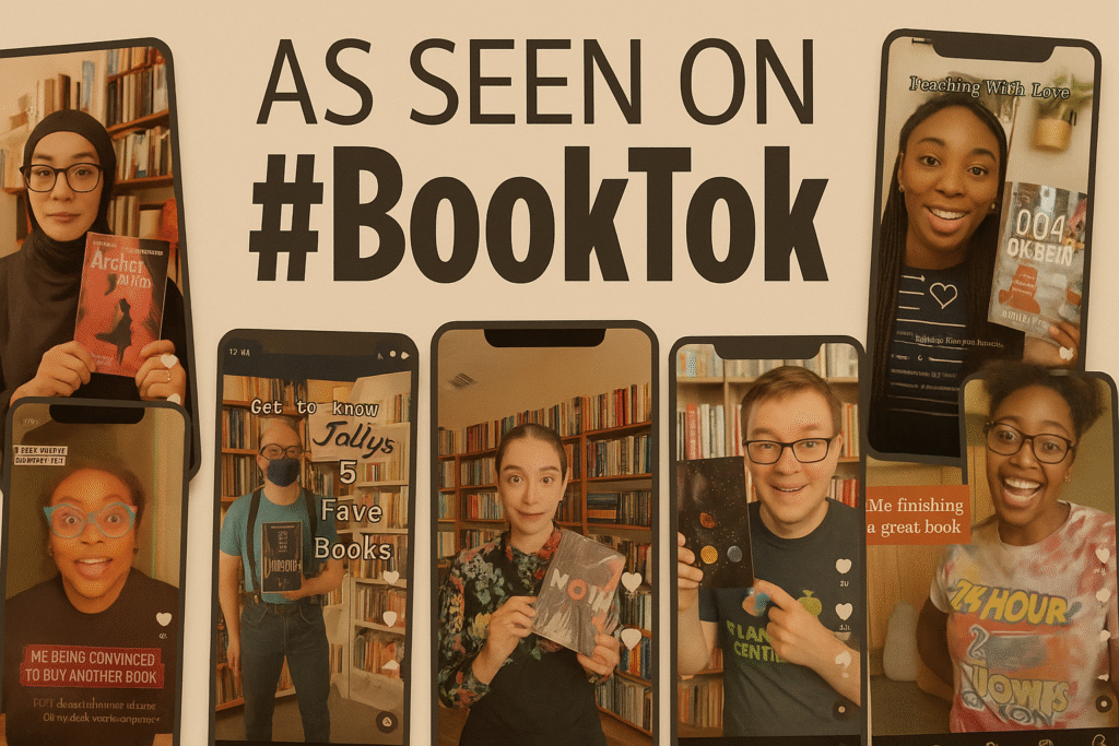 BookTok TikTok video screenshots showing book recommendations and reading community engagement on social media platform
