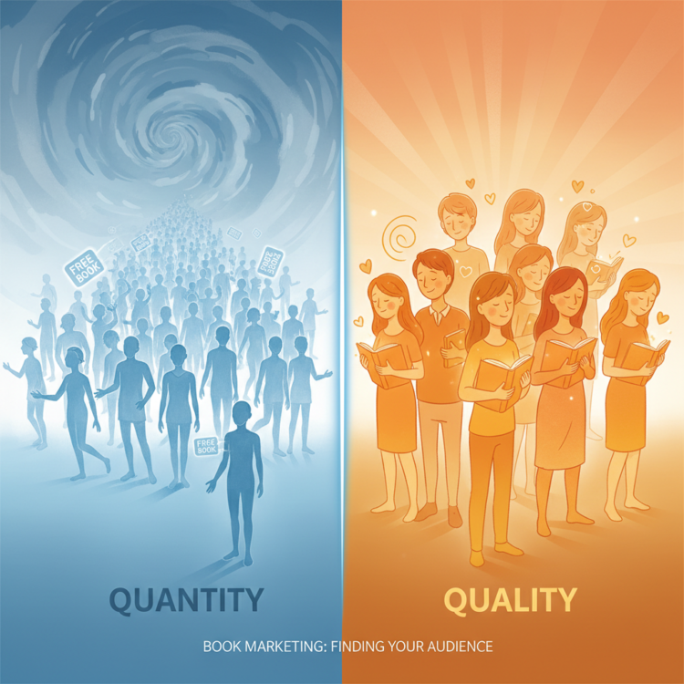 Book giveaway strategy comparison showing loyal readers versus freebie seekers in author email marketing