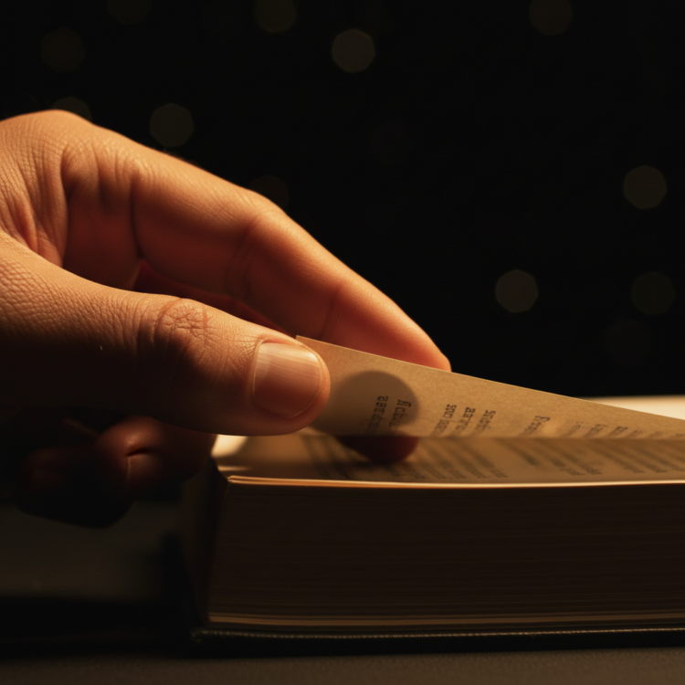 Dramatic close-up of fingers turning the first page of a book in warm golden light — capturing the split-second when 27.9% of readers decide to buy or walk away