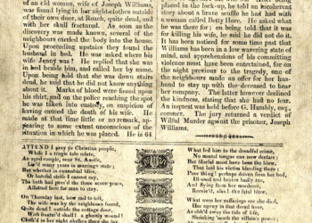 Historical Victorian broadsheet from 1860 reporting a murder case representing the origins of true crime literature that evolved from sensationalized pamphlets to today's sophisticated storytelling