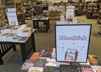 BookTok bestseller display at Barnes & Noble featuring viral titles that drove billions of views and transformed backlist book marketing